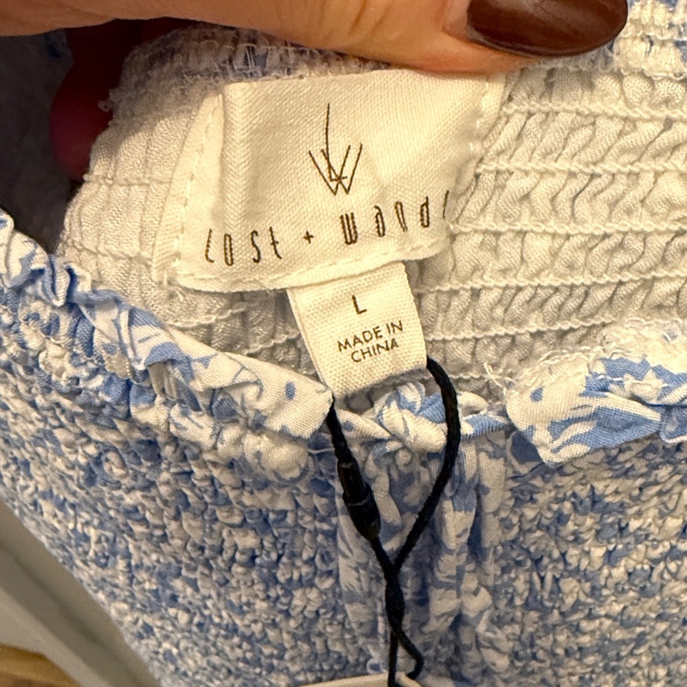 Lost + Wander Sky Blue and White Skirt